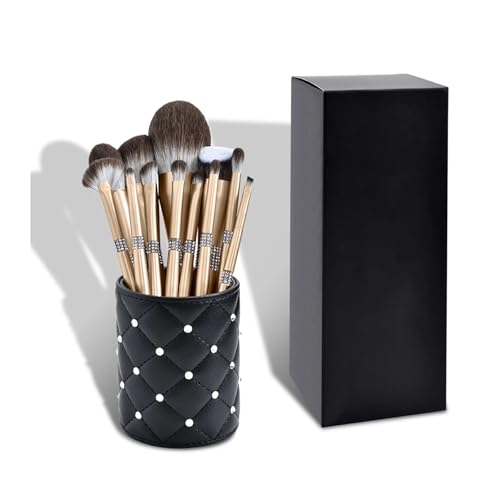 WENH 12-teiliges Champaign-Gold-Make-up-Pinsel-Set for Foundation, Kontur, Lidschatten, Lippen-Make-up-Pinsel, professionelles kosmetisches Schönheitswerkzeug(12pcs Cylinder) von WENH