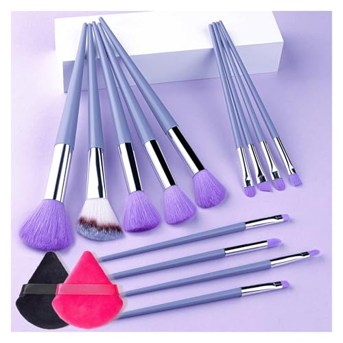 WENH 13/15Pcs Make-Up Pinsel Set Mit Puff Weichen, Flauschigen Foundation Pinsel Lidschatten Erröten Pulver Blending Make-Up Schönheit Werkzeug for Beginnen(Purple-2Puff) von WENH