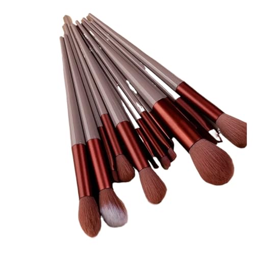 WENH 13-teiliges Make-up-Pinsel-Set for Lidschatten, Foundation, Damen-Kosmetikpinsel, Lidschatten, weiche Make-up-Werkzeugtasche(Brown-no bag) von WENH