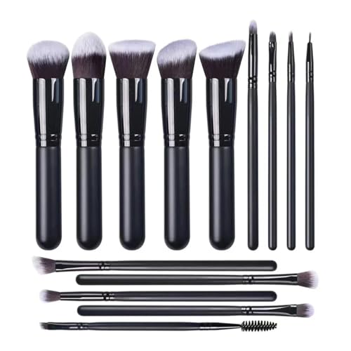 WENH 14PCS Make-Up Pinsel Set Weichen, Flauschigen Foundation Lidschatten Blending Weibliche Kosmetik Schönheit Werkzeug(14pcs black 1) von WENH