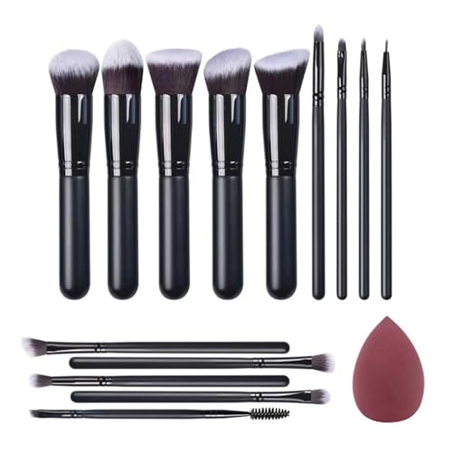 WENH 14PCS Make-Up Pinsel Set Weichen, Flauschigen Foundation Lidschatten Blending Weibliche Kosmetik Schönheit Werkzeug(14pcs black 2) von WENH