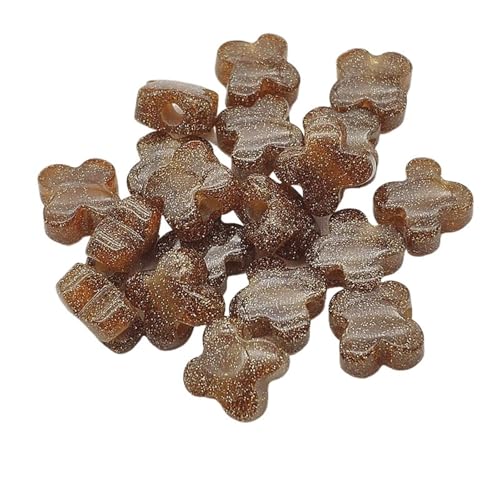 WENH 15mm 100 Stück Großes Loch Harzpulver Blumenform Perlen for handgefertigte Armbänder/Kopfbedeckungen DIY Teile.Schmuckzubehör(Brown) von WENH