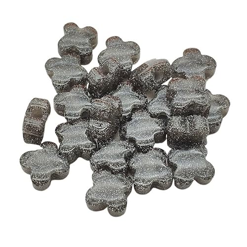 WENH 15mm 100 Stück Großes Loch Harzpulver Blumenform Perlen for handgefertigte Armbänder/Kopfbedeckungen DIY Teile.Schmuckzubehör(Dark grey) von WENH