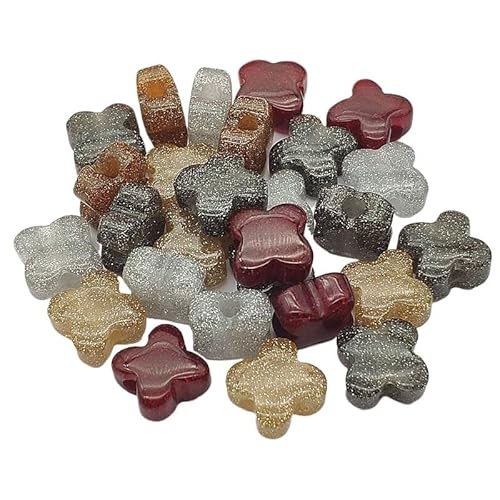 WENH 15mm 100 Stück Großes Loch Harzpulver Blumenform Perlen for handgefertigte Armbänder/Kopfbedeckungen DIY Teile.Schmuckzubehör(Random mix) von WENH