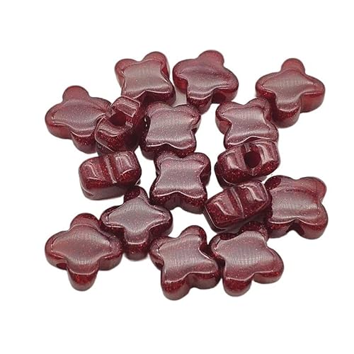 WENH 15mm 100 Stück Großes Loch Harzpulver Blumenform Perlen for handgefertigte Armbänder/Kopfbedeckungen DIY Teile.Schmuckzubehör(Red) von WENH