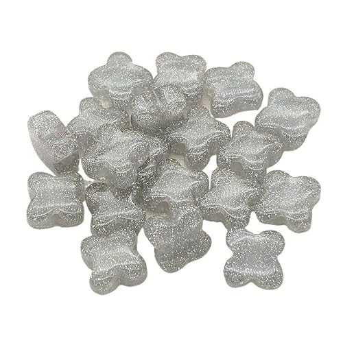 WENH 15mm 100 Stück Großes Loch Harzpulver Blumenform Perlen for handgefertigte Armbänder/Kopfbedeckungen DIY Teile.Schmuckzubehör(Silver) von WENH