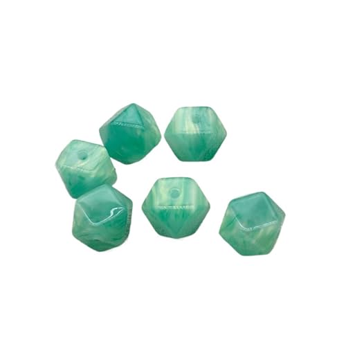 WENH 15x15mm 100 Stück Harzpulver Effekt Achteckige Perle for handgefertigte Ohrringe/Armbänder/Halsketten DIY Teile(Mint green) von WENH