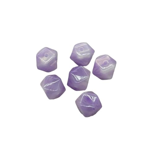 WENH 15x15mm 100 Stück Harzpulver Effekt Achteckige Perle for handgefertigte Ohrringe/Armbänder/Halsketten DIY Teile(Purple) von WENH