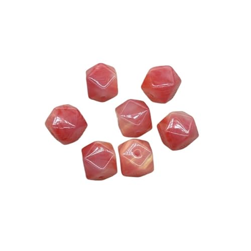 WENH 15x15mm 100 Stück Harzpulver Effekt Achteckige Perle for handgefertigte Ohrringe/Armbänder/Halsketten DIY Teile(Red) von WENH