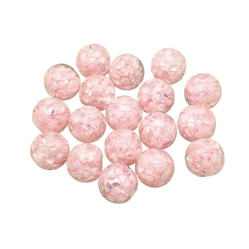 WENH 16/20mm 50 Stück Harz Pailletten Effekt Runde Perlen for handgefertigte Stift/Ohrring/Halskette DIY Teile.Schmuckzubehör & Komponenten(Pink,16mm) von WENH