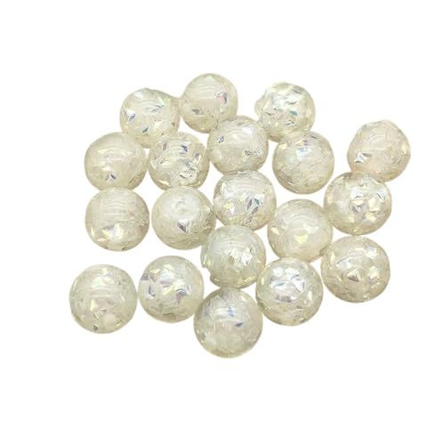 WENH 16/20mm 50 Stück Harz Pailletten Effekt Runde Perlen for handgefertigte Stift/Ohrring/Halskette DIY Teile.Schmuckzubehör & Komponenten(White,16mm) von WENH