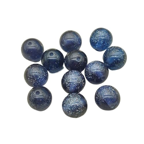 WENH 16mm 200 stücke Klar Harz Pulver Runde Perlen for Handgemachte Halskette Ohrring DIY Teile, Schmuck Erkenntnisse & Komponenten(Dark blue) von WENH