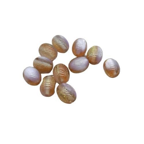 WENH 16x12mm 500 Stück Harzpulver-Effekt Ovale Perlen for handgefertigte Ohrringe/Armbänder/Halsketten DIY Teile(Gold color) von WENH
