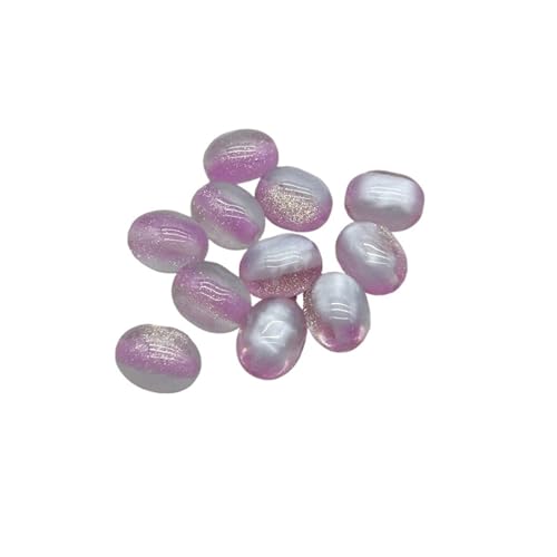 WENH 16x12mm 500 Stück Harzpulver-Effekt Ovale Perlen for handgefertigte Ohrringe/Armbänder/Halsketten DIY Teile(Purple) von WENH