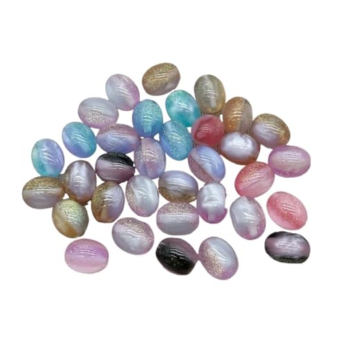 WENH 16x12mm 500 Stück Harzpulver-Effekt Ovale Perlen for handgefertigte Ohrringe/Armbänder/Halsketten DIY Teile(Random mix) von WENH