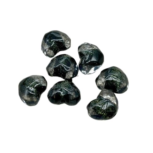 WENH 17x20mm 100 stücke Harz Pulver Herz Perlen for Handgemachte Armband/Ohrring/Halskette DIY Teile.(Black) von WENH