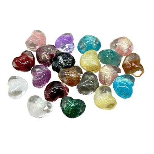 WENH 17x20mm 100 stücke Harz Pulver Herz Perlen for Handgemachte Armband/Ohrring/Halskette DIY Teile.(Random mix) von WENH