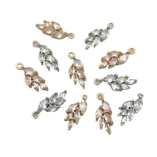 WENH 17x7mm 50 stücke Zirkonia Feder Charme for Handgemachte Halskette Zubehör Ohrring Teile DIY Schmuck Erkenntnisse(2 color mix) von WENH