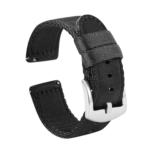 WENH 18mm 20mm 22mm Nylon Uhrenarmband Herren Ersatzarmband(Black 1,18mm) von WENH