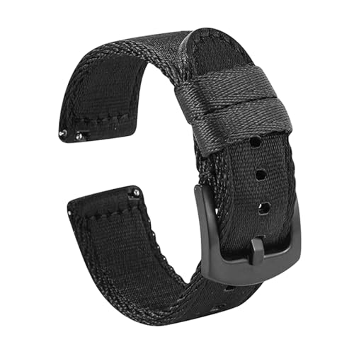 WENH 18mm 20mm 22mm Nylon Uhrenarmband Herren Ersatzarmband(Black 2,18mm) von WENH