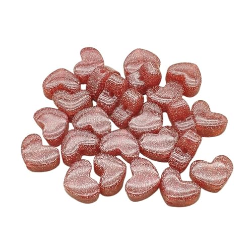 WENH 19x14mm 200 stücke Harz Pulver Herz Perlen for Handgemachte Ohrringe/Armband/Halskette Valentinstag Schmuck DIY Teile(Red) von WENH