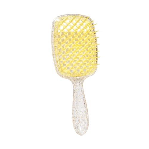 WENH 2 Stücke Flauschige Luftpolster Kopfhaut Massage Haarbürste Blinkender Goldkamm Breite Zähne Hohlkämme Frauen Mädchen Styling Werkzeuge(Flash Gold Yollew) von WENH
