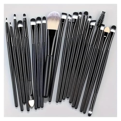 WENH 20-teiliges Make-up-Pinsel-Set, Eyeliner-Pinsel, Mischpinsel, Make-up-Pinsel for Wangen, Augen, Kosmetik, Foundation-Pinsel, Make-up-Pinsel-Set(20PCS-BK) von WENH