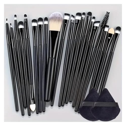 WENH 20-teiliges Make-up-Pinsel-Set, Eyeliner-Pinsel, Mischpinsel, Make-up-Pinsel for Wangen, Augen, Kosmetik, Foundation-Pinsel, Make-up-Pinsel-Set(20PCS-BK-PFF) von WENH