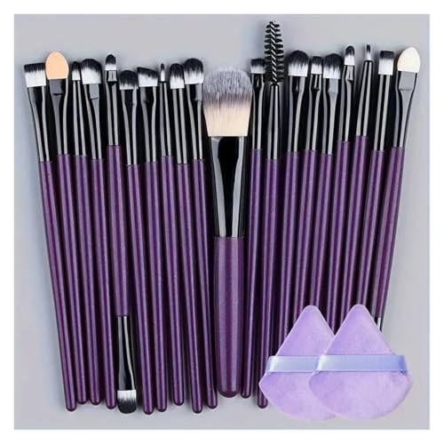 WENH 20-teiliges Make-up-Pinsel-Set, Eyeliner-Pinsel, Mischpinsel, Make-up-Pinsel for Wangen, Augen, Kosmetik, Foundation-Pinsel, Make-up-Pinsel-Set(20PCS-PU-PFF) von WENH