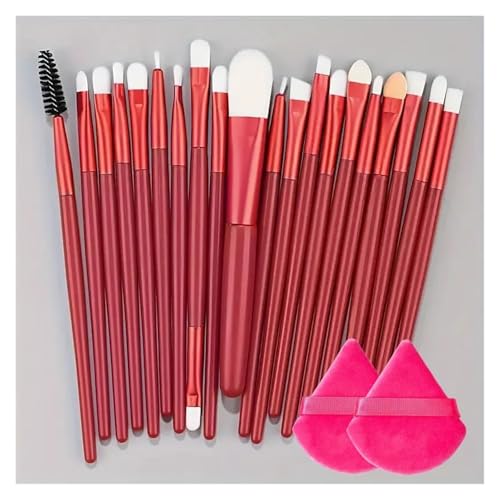 WENH 20-teiliges Make-up-Pinsel-Set, Eyeliner-Pinsel, Mischpinsel, Make-up-Pinsel for Wangen, Augen, Kosmetik, Foundation-Pinsel, Make-up-Pinsel-Set(20PCS-RED-PFF) von WENH