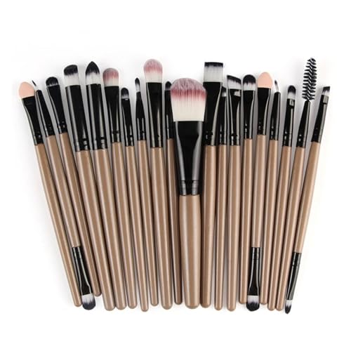 WENH 20-teiliges Make-up-Pinsel-Set, Lidschatten-Pinsel-Set, Foundation-Pinsel, Beauty-Tools, weiche Kunstfasern, komplettes Make-up-Pinsel-Set(Gold black) von WENH