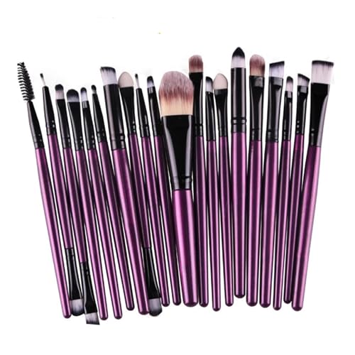 WENH 20-teiliges Make-up-Pinsel-Set, Lidschatten-Pinsel-Set, Foundation-Pinsel, Beauty-Tools, weiche Kunstfasern, komplettes Make-up-Pinsel-Set(Purple black) von WENH