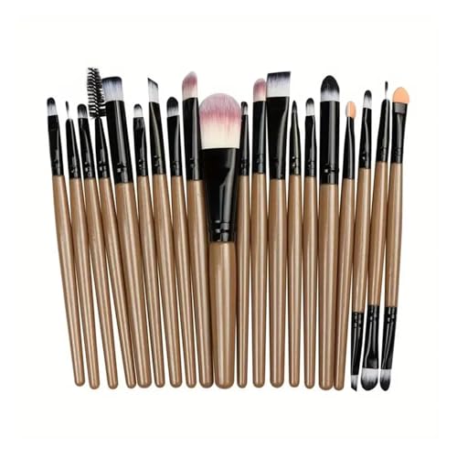 WENH 20-teiliges professionelles Make-up-Pinselset – weiche synthetische Borsten for Grundierung, Lidschatten und mehr – hypoallergenes Nylonhaar(Brown) von WENH