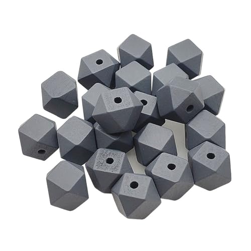 WENH 20mm 100 Stück Facettierte Holzperlen mit Umweltfarbe for handgefertigte Ohrringe/Halsketten, DIY-Teile. Schmuckzubehör(Gray) von WENH