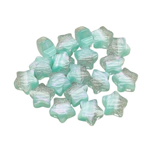 WENH 20mm 100 Stück Harzpulvereffekt Sternperlen for handgefertigte Ohrringe/Halsketten DIY Teile. Schmuckzubehör und Komponenten(Mint green) von WENH