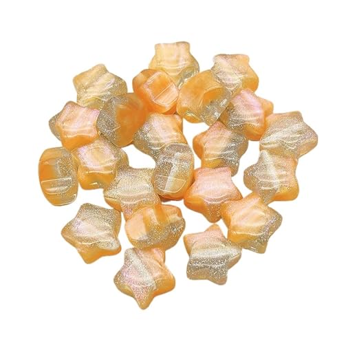 WENH 20mm 100 Stück Harzpulvereffekt Sternperlen for handgefertigte Ohrringe/Halsketten DIY Teile. Schmuckzubehör und Komponenten(Orange) von WENH