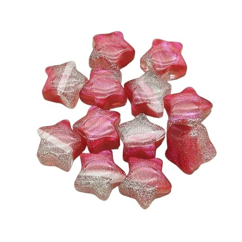 WENH 20mm 100 Stück Harzpulvereffekt Sternperlen for handgefertigte Ohrringe/Halsketten DIY Teile. Schmuckzubehör und Komponenten(Red) von WENH