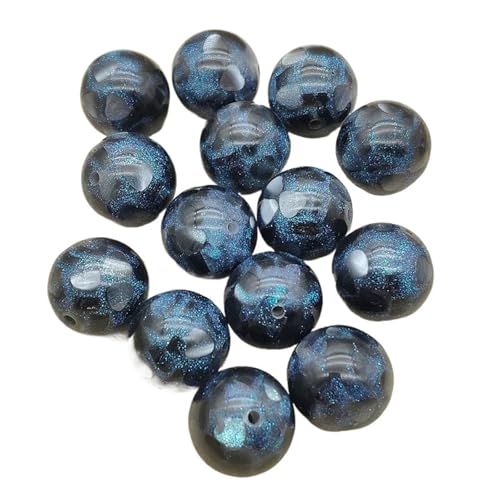 WENH 20mm 100 stücke Chunky Harz Pulver Herz Wirkung Runde Perlen for Handgemachte Halskette DIY Teile. Schmuck Erkenntnisse & Komponenten(Black) von WENH