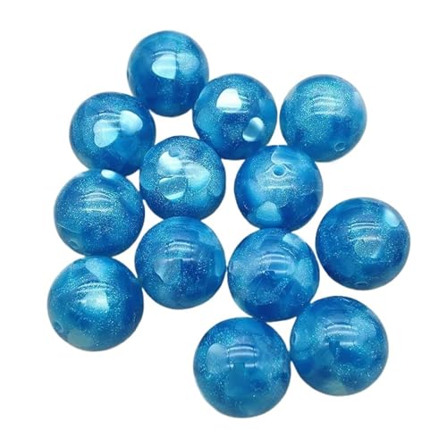 WENH 20mm 100 stücke Chunky Harz Pulver Herz Wirkung Runde Perlen for Handgemachte Halskette DIY Teile. Schmuck Erkenntnisse & Komponenten(Blue) von WENH