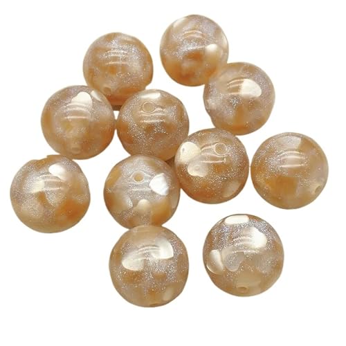 WENH 20mm 100 stücke Chunky Harz Pulver Herz Wirkung Runde Perlen for Handgemachte Halskette DIY Teile. Schmuck Erkenntnisse & Komponenten(Light brown) von WENH