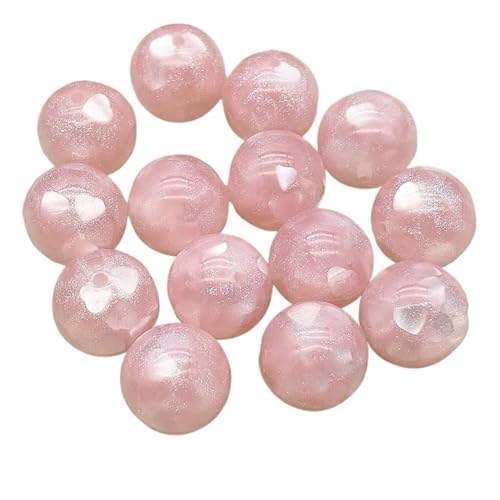 WENH 20mm 100 stücke Chunky Harz Pulver Herz Wirkung Runde Perlen for Handgemachte Halskette DIY Teile. Schmuck Erkenntnisse & Komponenten(Pink) von WENH