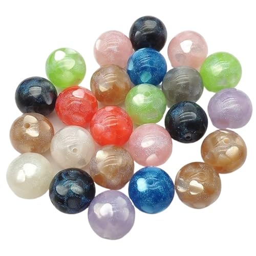 WENH 20mm 100 stücke Chunky Harz Pulver Herz Wirkung Runde Perlen for Handgemachte Halskette DIY Teile. Schmuck Erkenntnisse & Komponenten(Random mix) von WENH