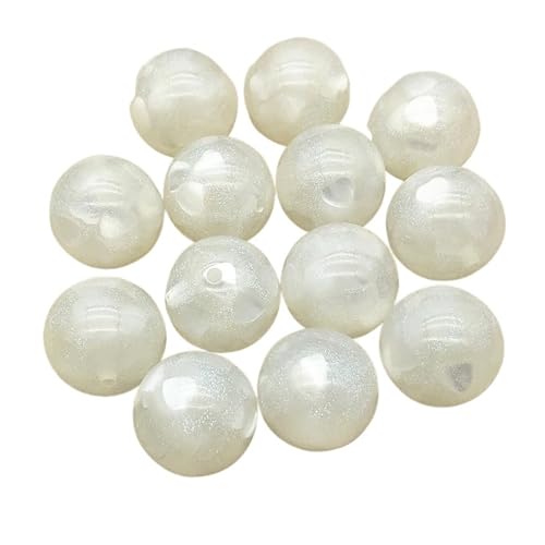 WENH 20mm 100 stücke Chunky Harz Pulver Herz Wirkung Runde Perlen for Handgemachte Halskette DIY Teile. Schmuck Erkenntnisse & Komponenten(White) von WENH
