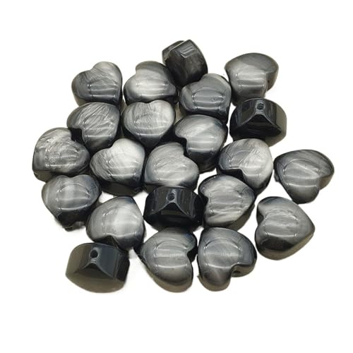 WENH 20mm 100 stücke Harz Cat Eye Wirkung Herz Perlen for Handgemachte Ohrring/Halskette DIY Teile. schmuck Erkenntnisse & Komponenten(Black) von WENH