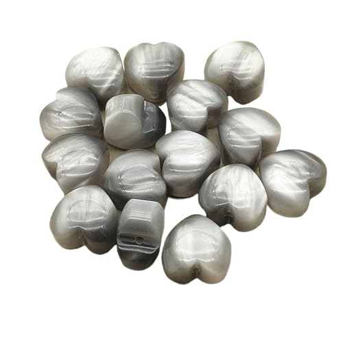 WENH 20mm 100 stücke Harz Cat Eye Wirkung Herz Perlen for Handgemachte Ohrring/Halskette DIY Teile. schmuck Erkenntnisse & Komponenten(Gray) von WENH