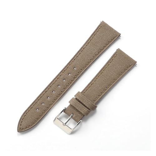 WENH 20mm 22mm Segeltuch Uhrenarmband Vintage Canvas Schnellverschluss Uhrenarmband Zubehör for Männer Frauen(Light coffee,20mm) von WENH