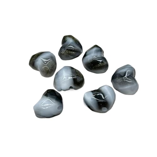 WENH 20x17mm 100 STÜCKE Chang Farbe Harzpulver Herzperlen for Handgemachte Armband/Halskette DIY Teile.(Black) von WENH