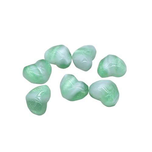 WENH 20x17mm 100 STÜCKE Chang Farbe Harzpulver Herzperlen for Handgemachte Armband/Halskette DIY Teile.(Green) von WENH