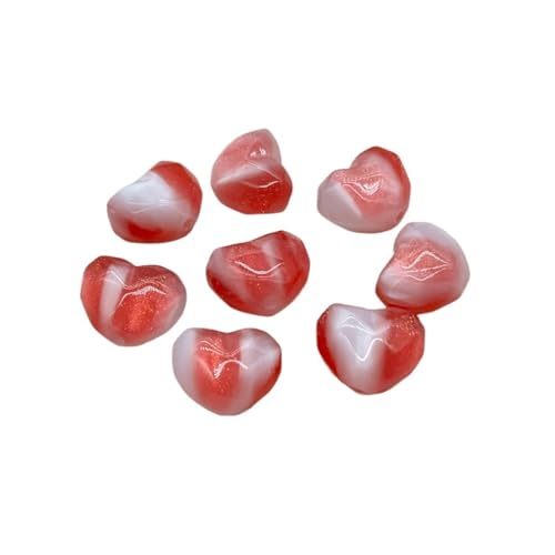 WENH 20x17mm 100 STÜCKE Chang Farbe Harzpulver Herzperlen for Handgemachte Armband/Halskette DIY Teile.(Red) von WENH
