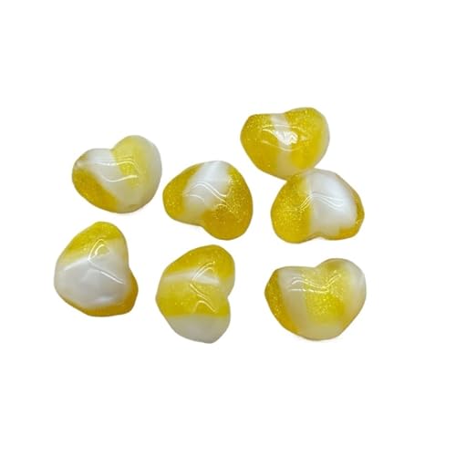 WENH 20x17mm 100 STÜCKE Chang Farbe Harzpulver Herzperlen for Handgemachte Armband/Halskette DIY Teile.(Yellow) von WENH